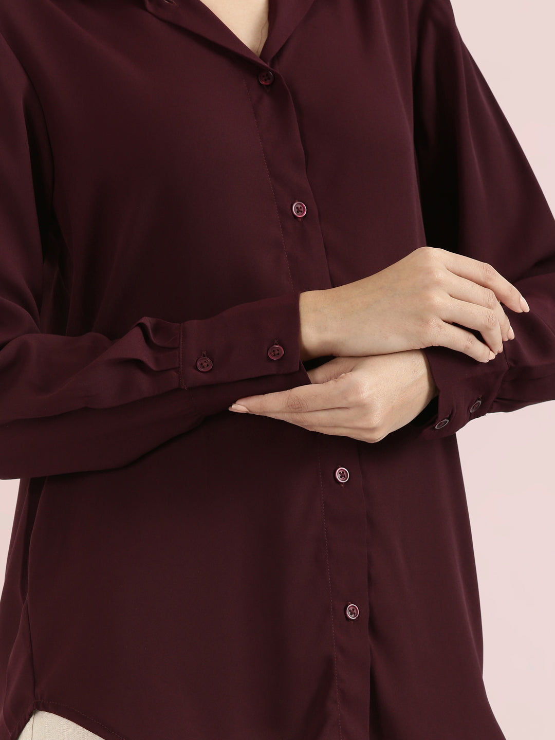 Crepe Classic Collar Long Shirt
