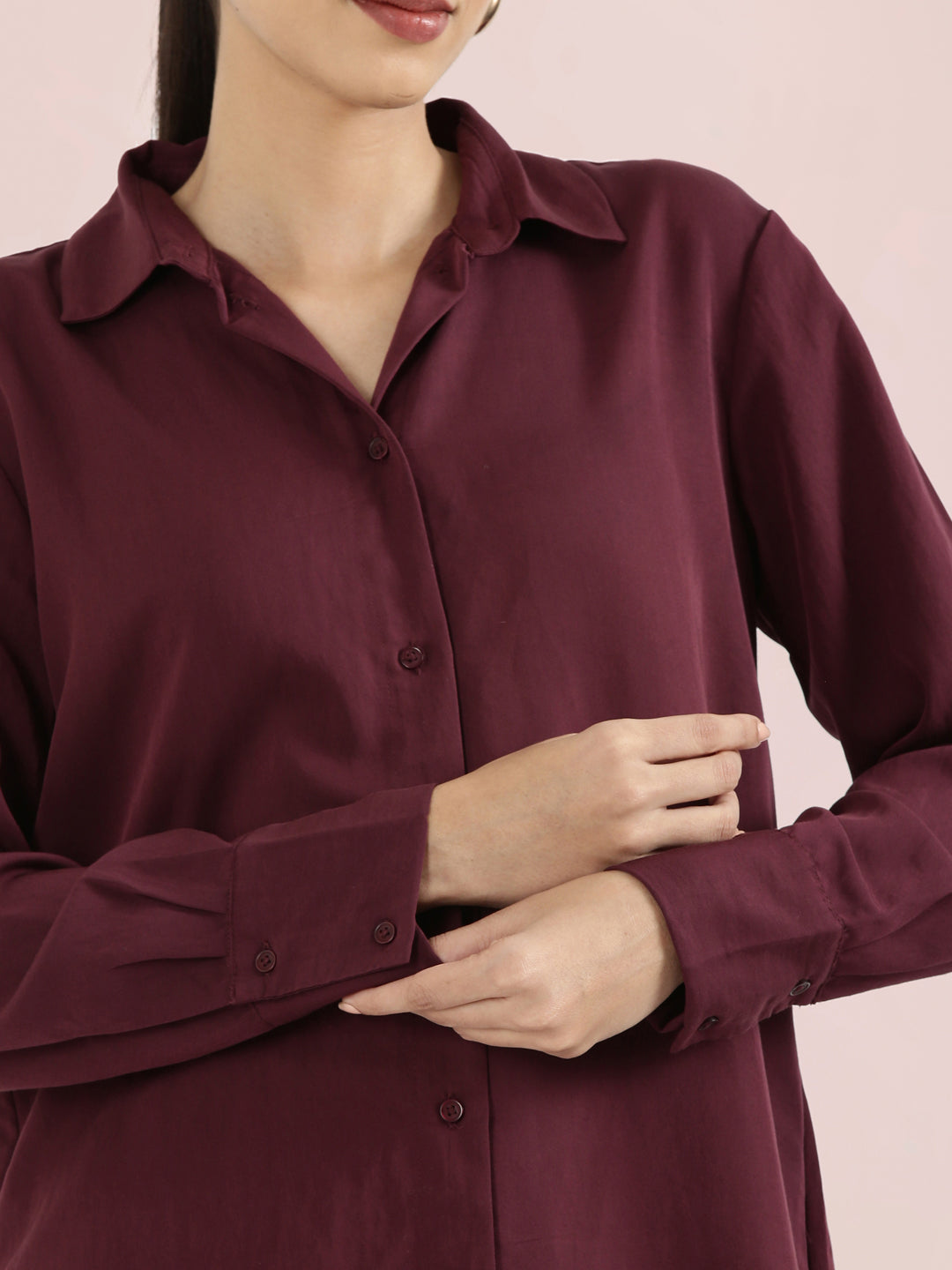 Rayon Classic Collar Long Shirt