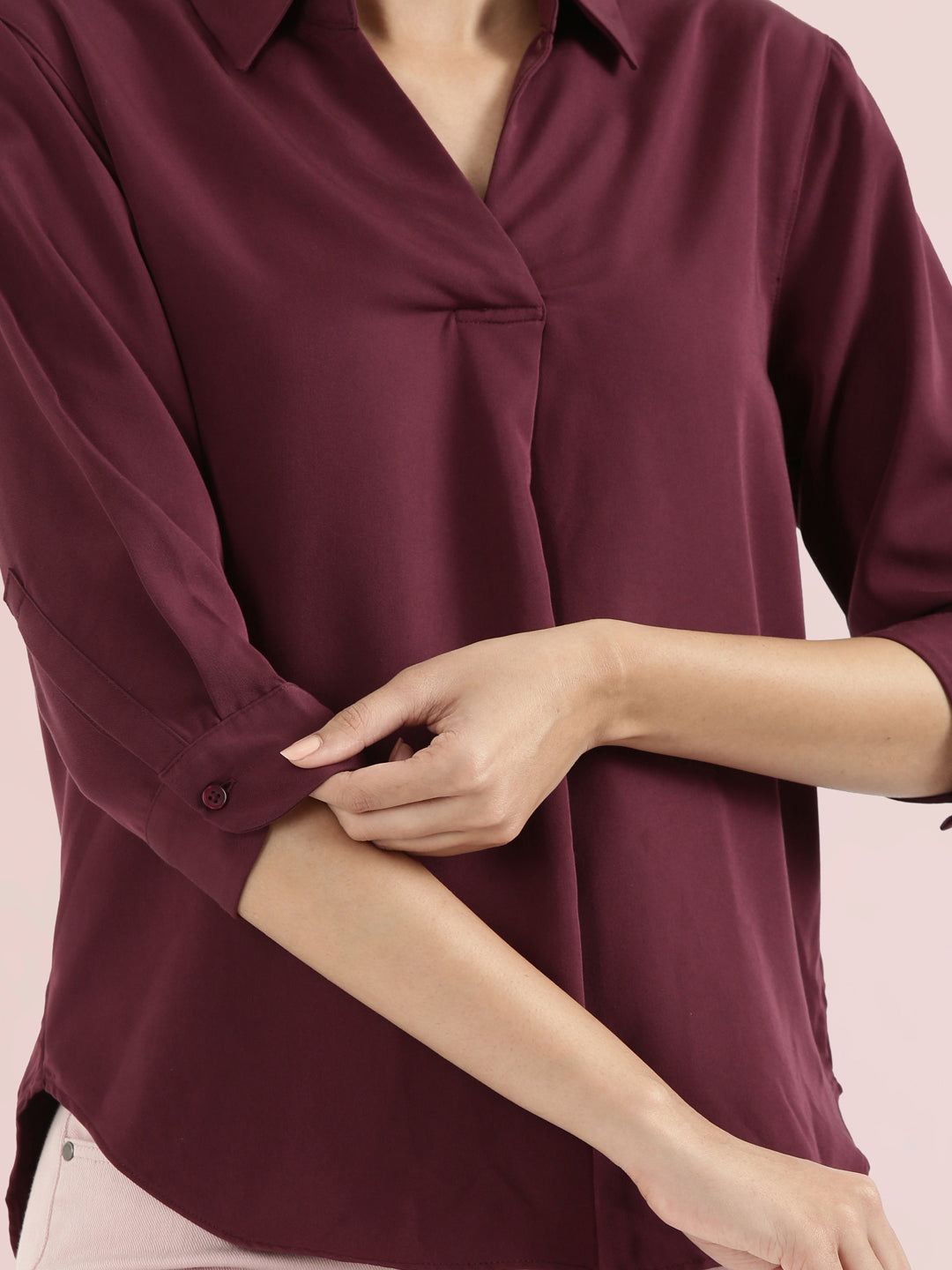 Rayon Polo Collar Top