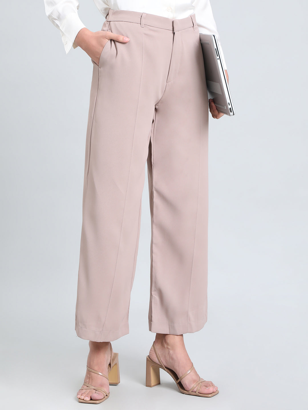 Dusty Pink Crepe Wide Trouser