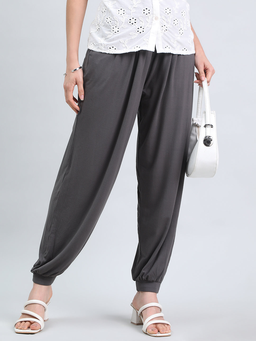 Silver Grey Viscose Stretch Harems