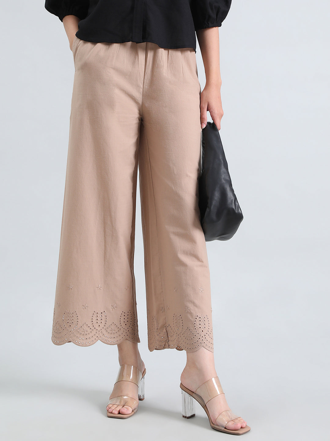 Beige Cotton Hakoba Palazzo