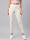 Ecru Cotton Stretch Ankle Length Leggings