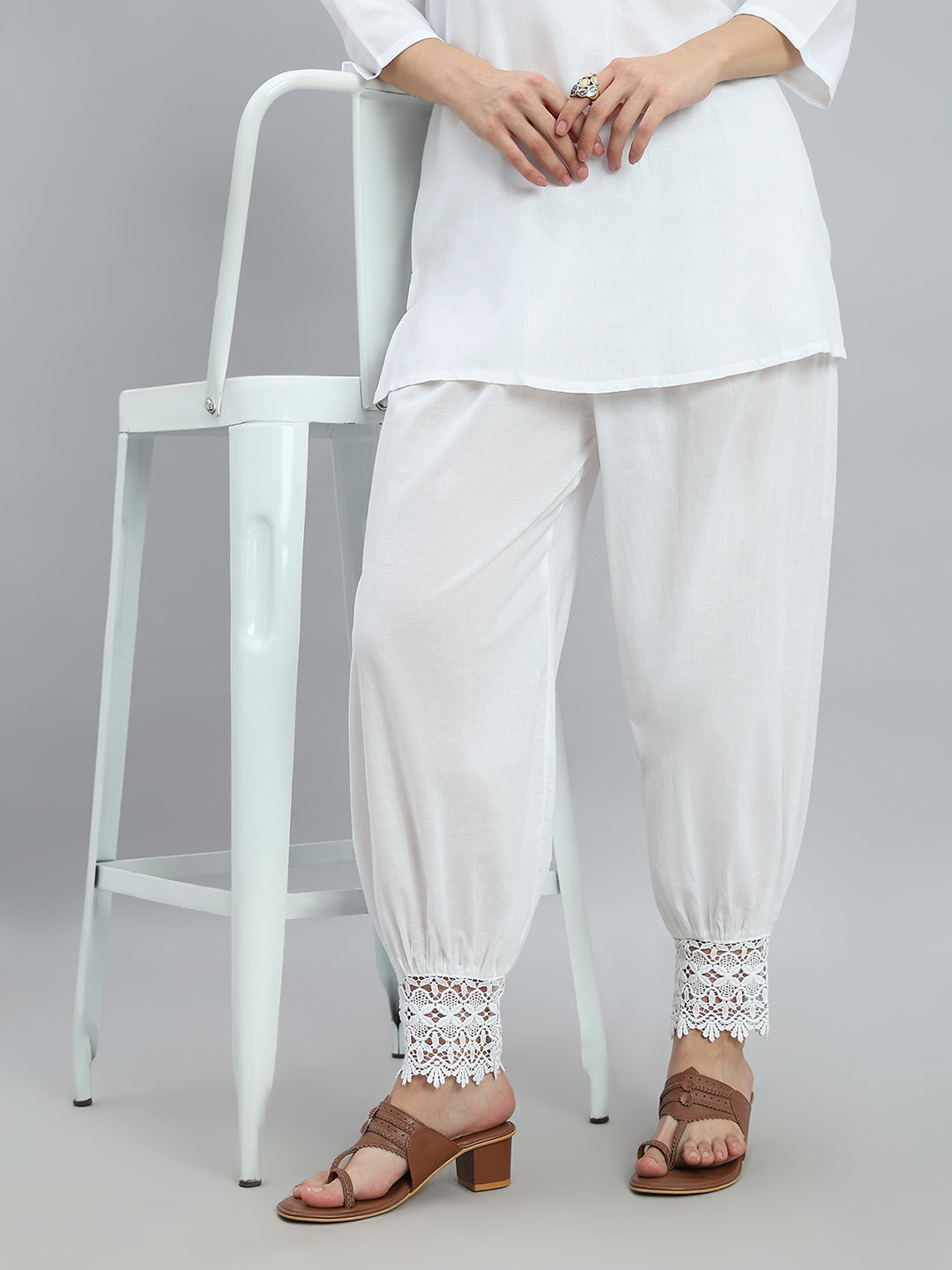 White Embroidered Lace Salwar