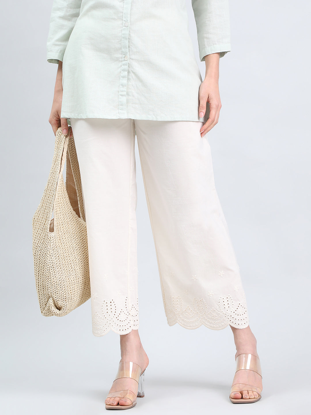 Cream Cotton Hakoba Palazzo