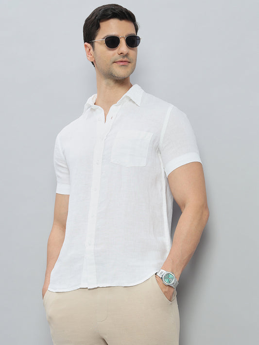 Pure Linen Regular Fit Half Sleeves Shirt