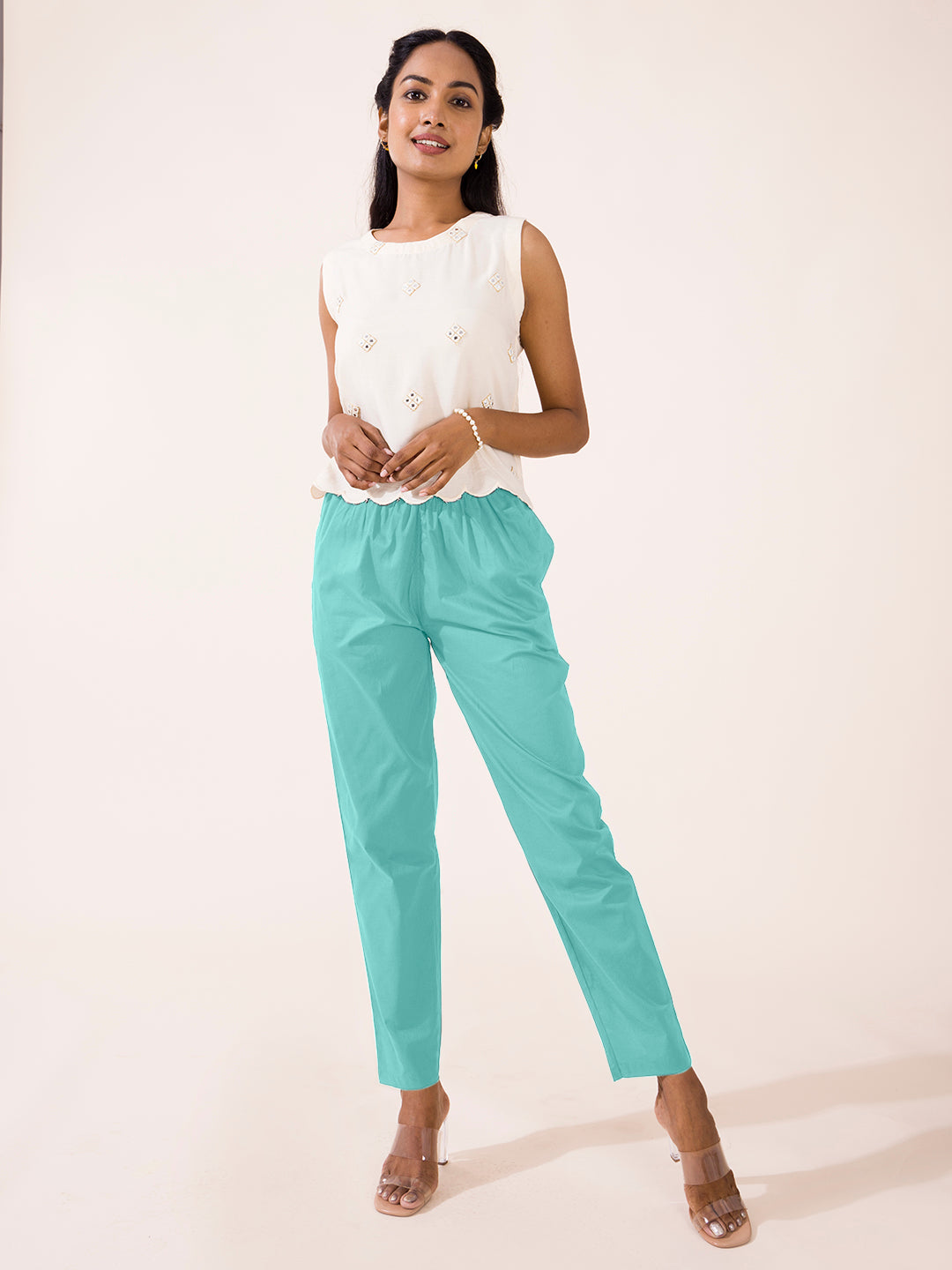 Mint Cotton Cambric Cotton Pants