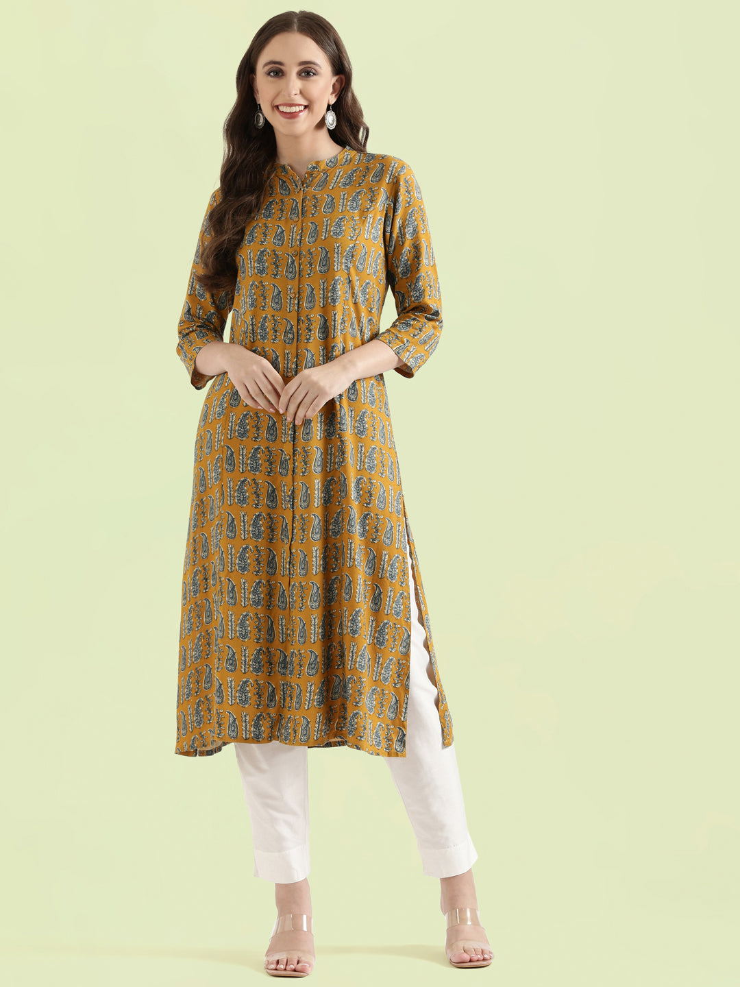 Viscose Paisley Print A-Line Kurta