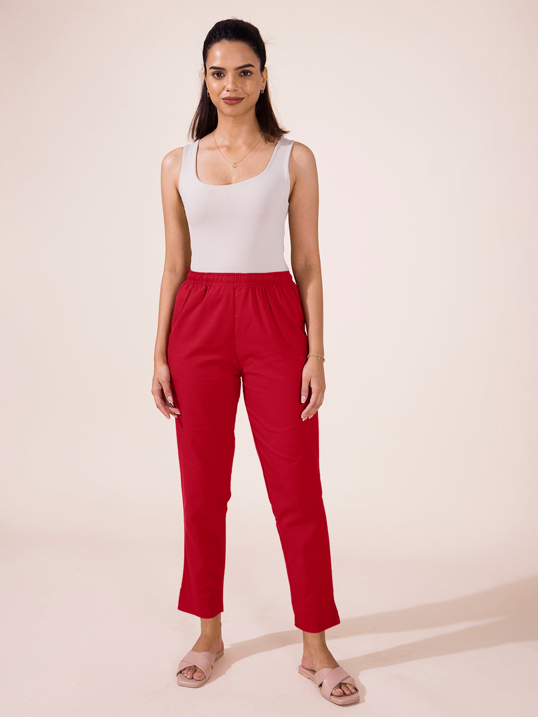 Fuchsia Cotton Pencil Pant