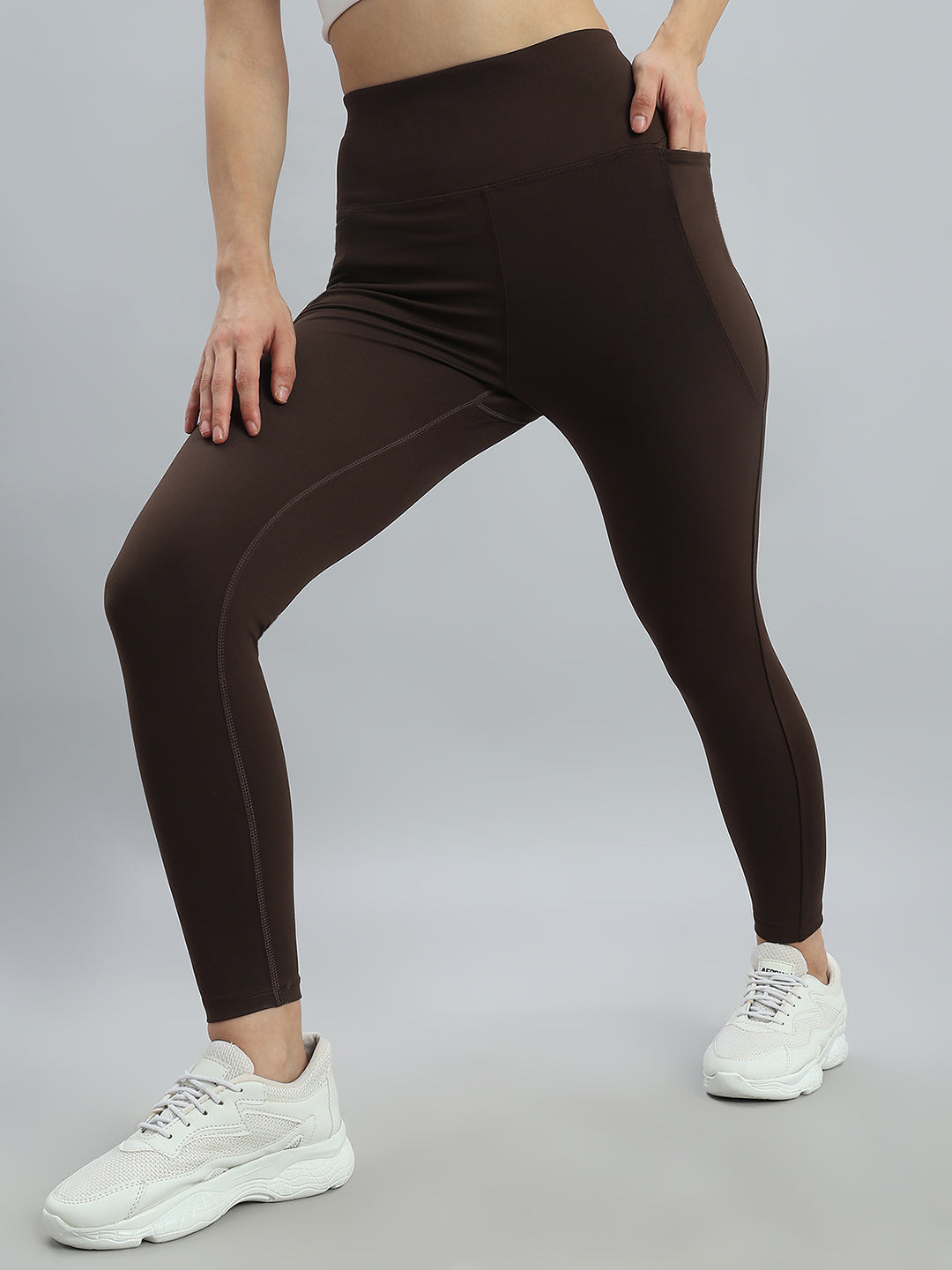Dark Brown Nylon Stretch Training Tights