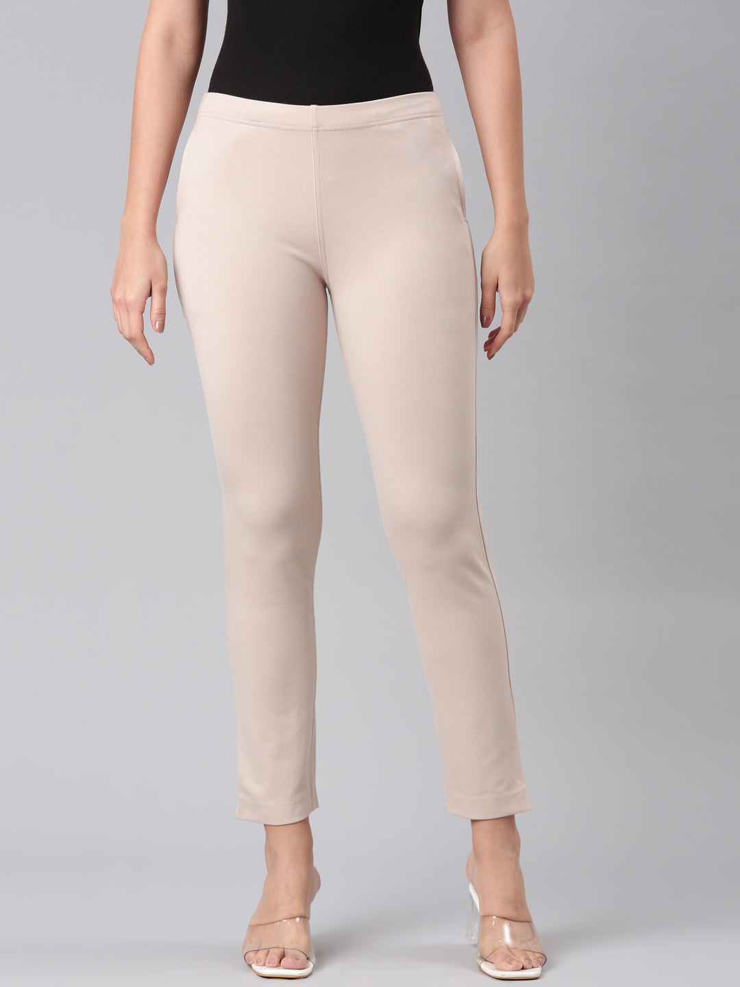 Light Beige Ponte Smart Fit Kurti Pant