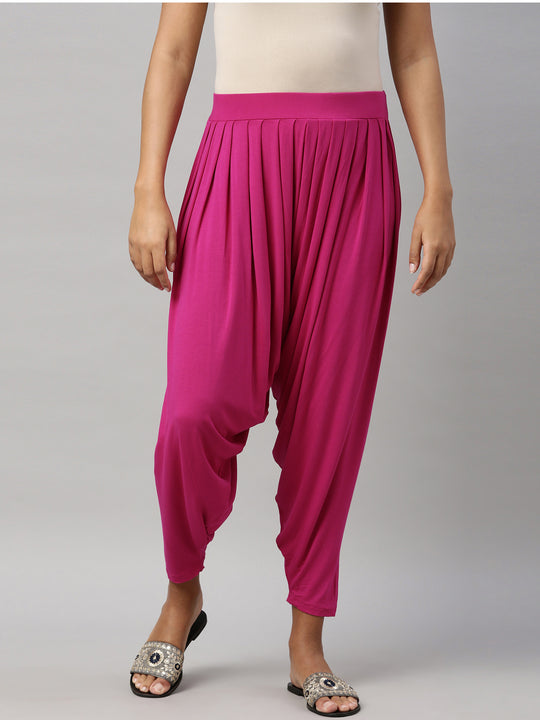 Buy Go Colors Dark Pink Shiny Pants online