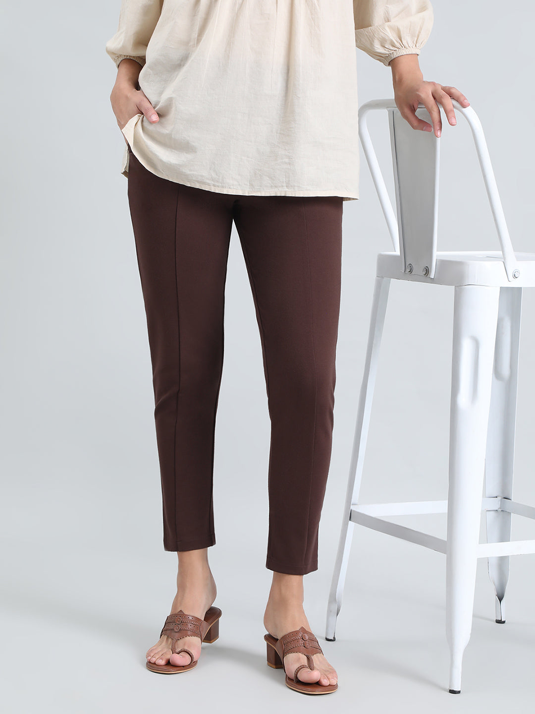 Dark Brown Roma Ponte Pants