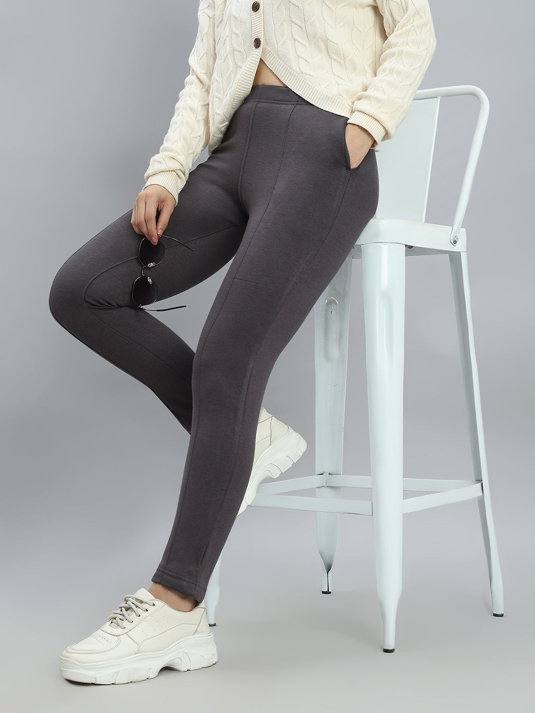 Silver Grey Fleece Ultra Warm Kurti Pant