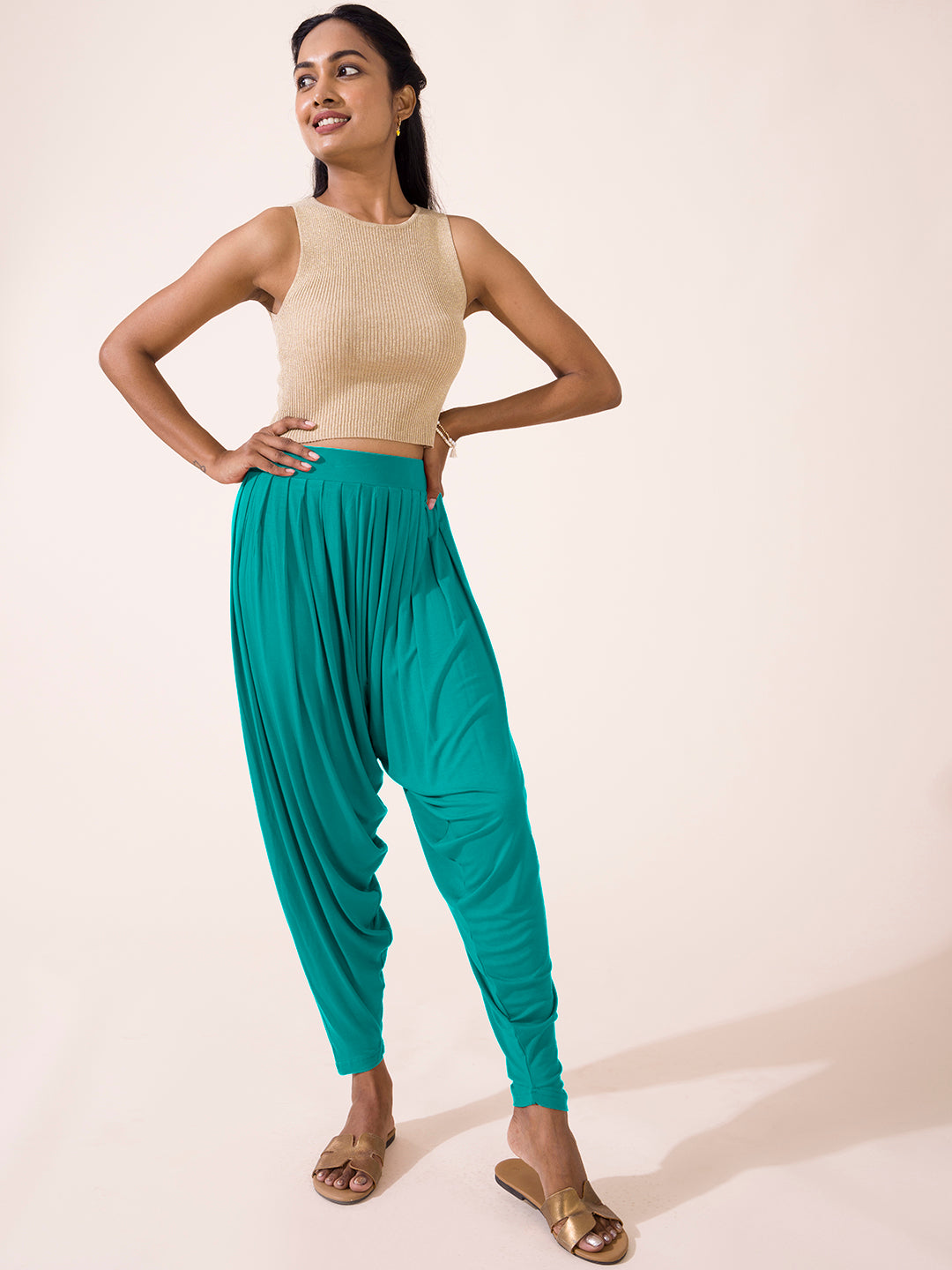 Peacock Green Viscose Stretch Patiala