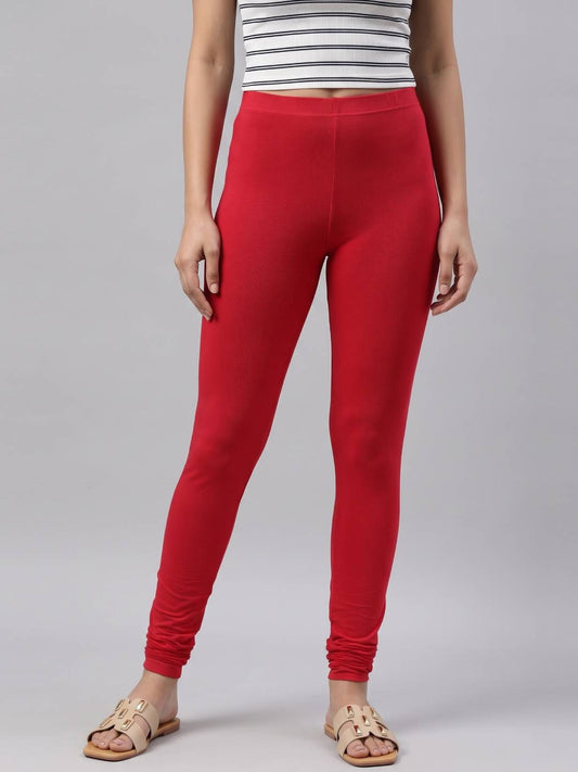 Dark Red Cotton Stretch Churidar