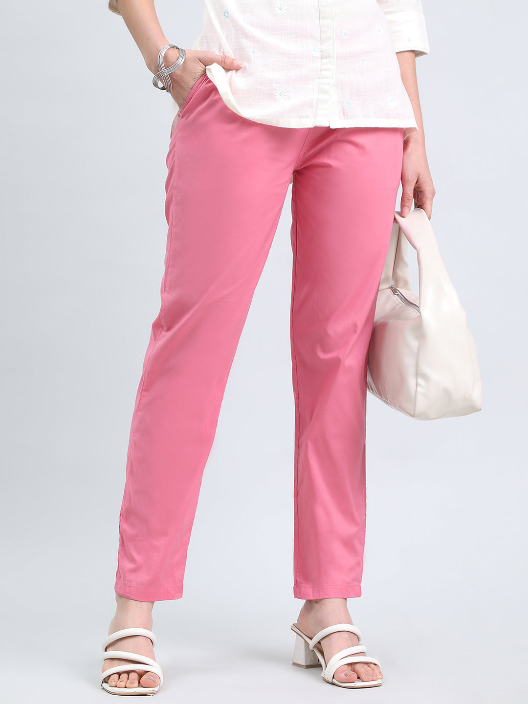 Blush Pink Cotton Cambric Cotton Pants