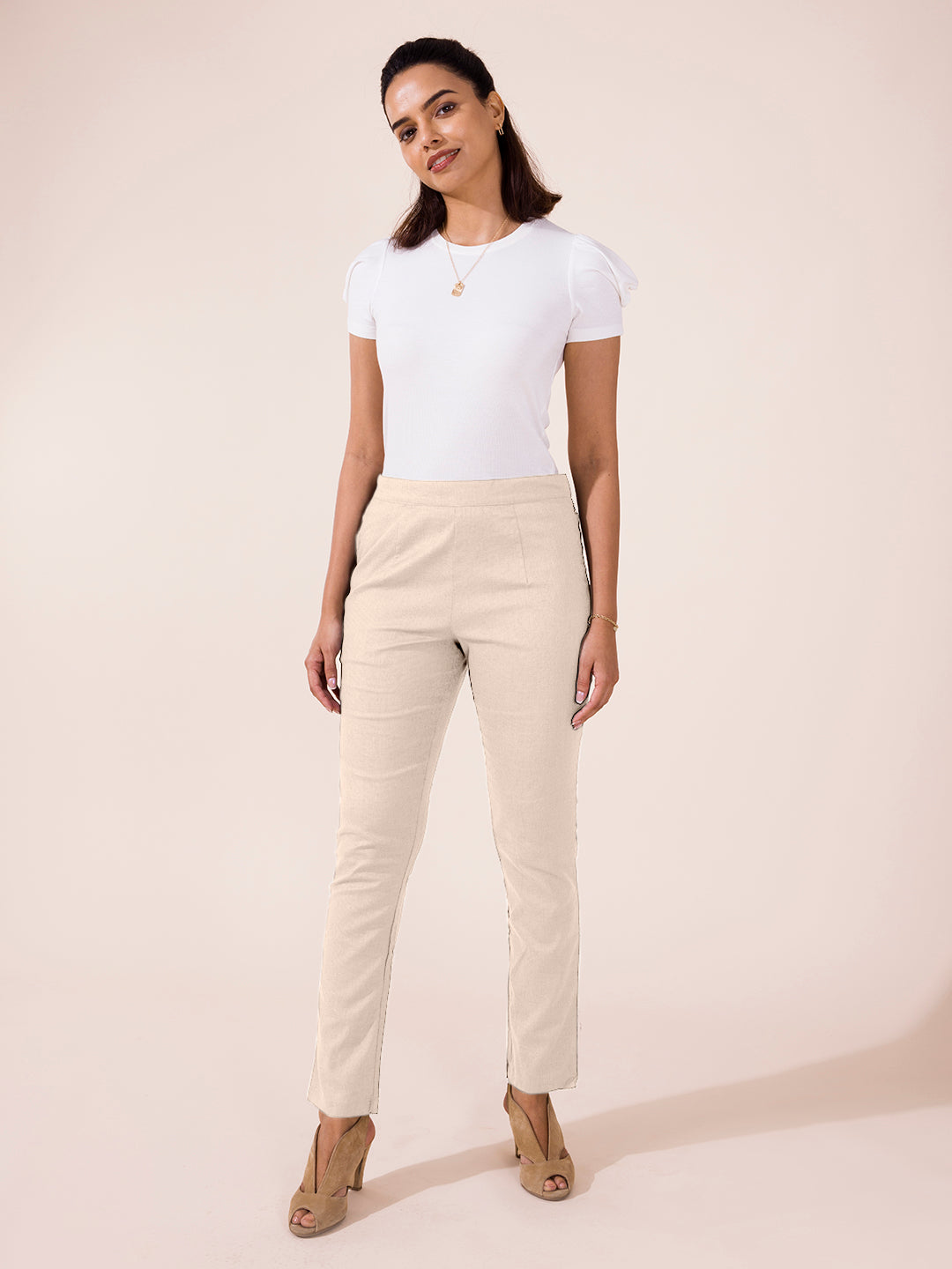 Light Beige Linen Pencil Pant