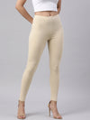 Light Beige Cotton Stretch Ankle Length Leggings