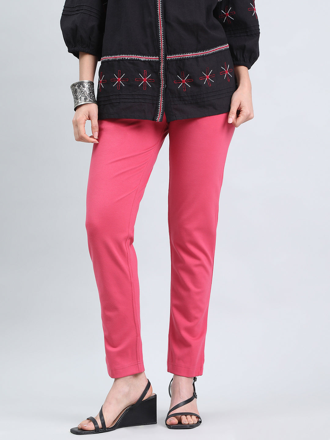 Rusty Pink Ponte Smart Fit Kurti Pant
