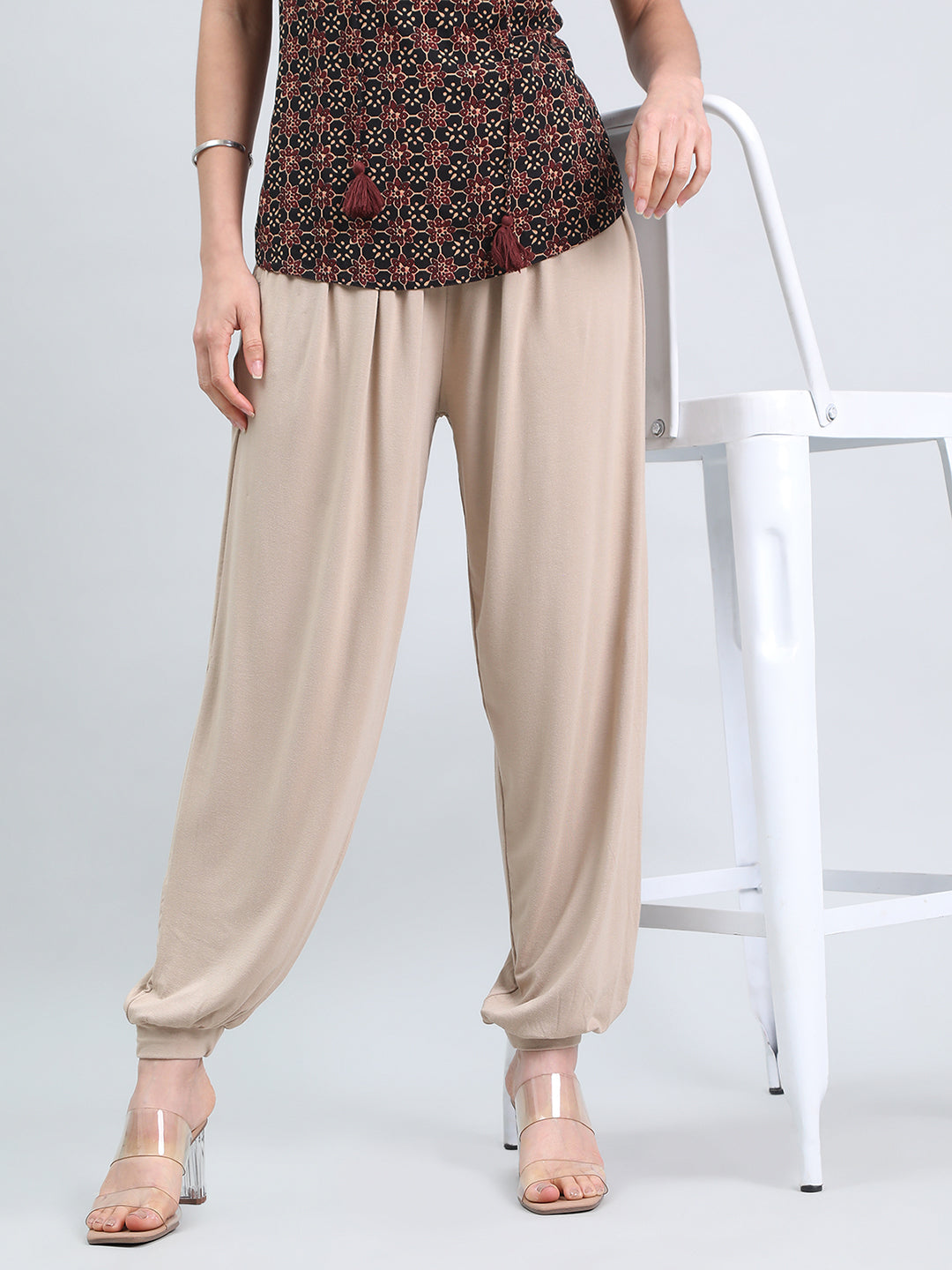 Dark Beige Viscose Stretch Harems