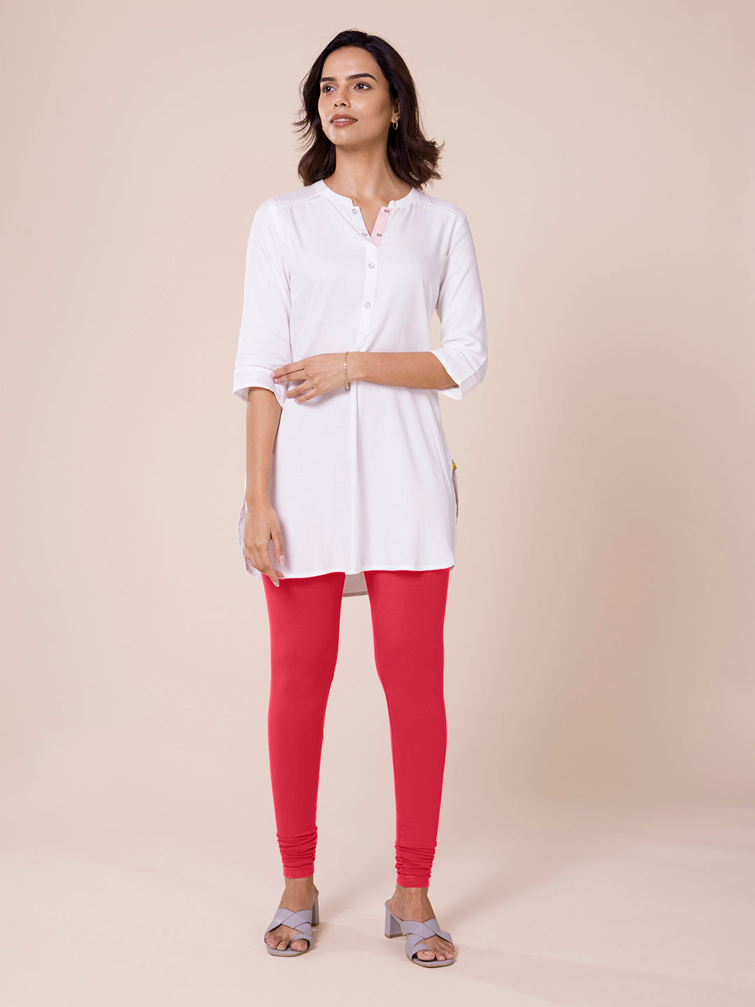 Women Cotton Churidar Legging - Rose Gold