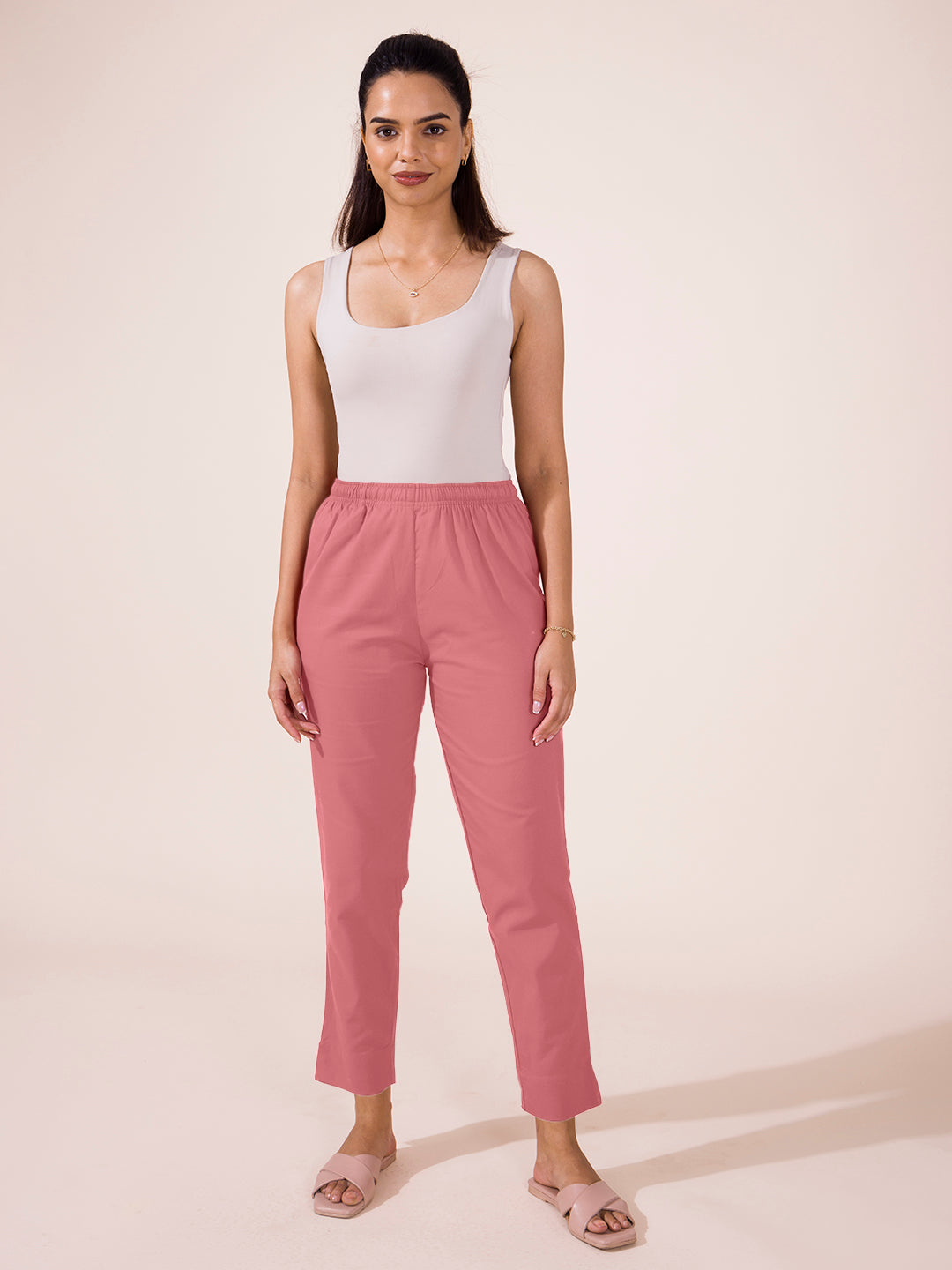 Dusty Rose Cotton Pencil Pant