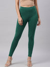 Bottle Green Cotton Stretch Ankle Length Leggings