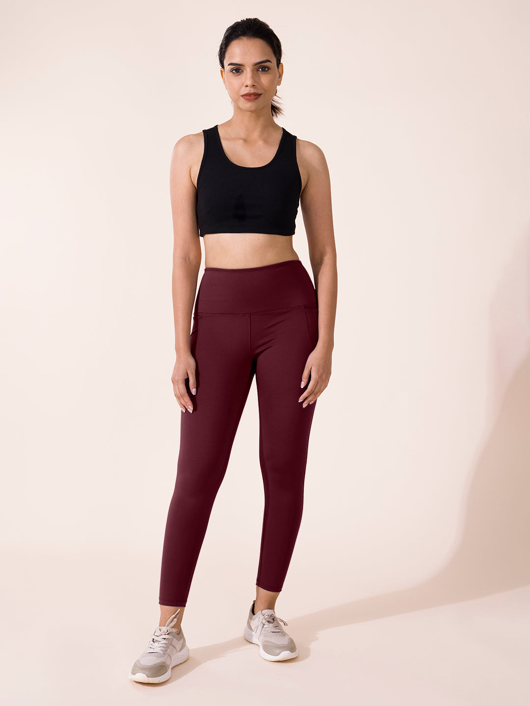 Maroon Nylon Stretch Training Tights