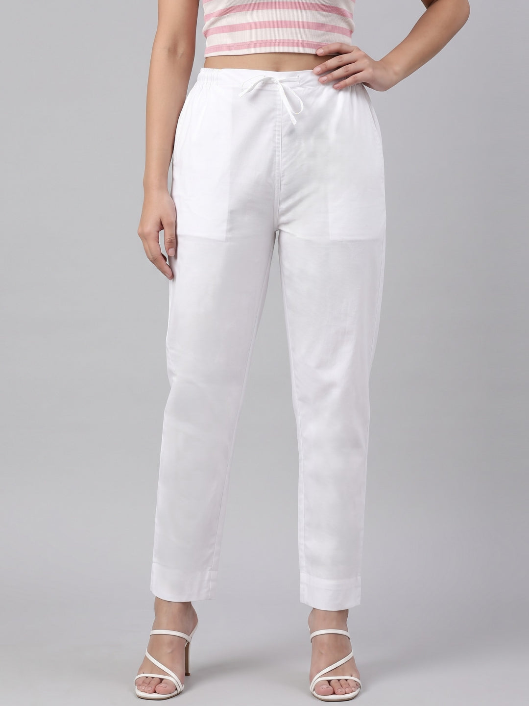 White Cotton Cambric Cotton Pants