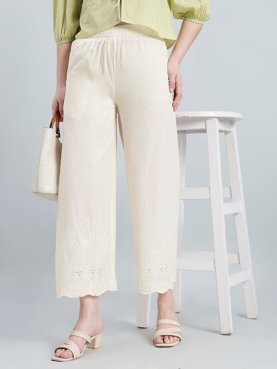 Cream 100% Cotton Hakoba Wide Pant