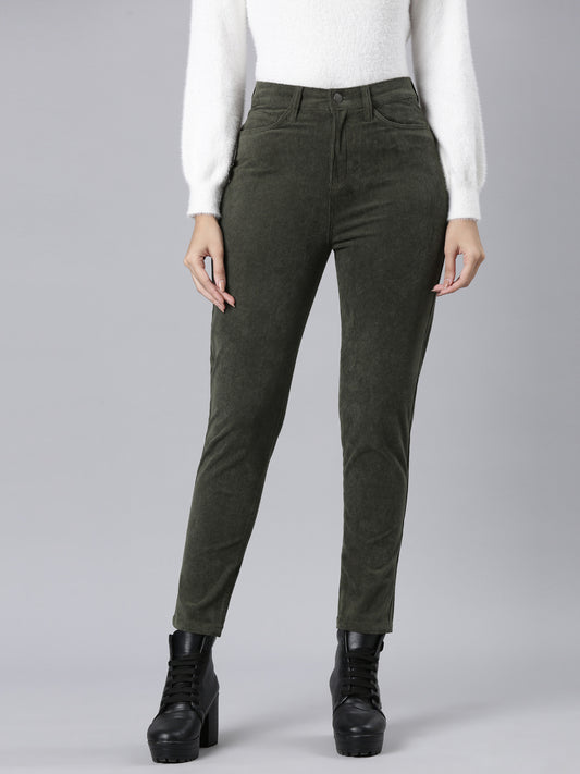 Olive Green Tight Knit Corduroy Pants