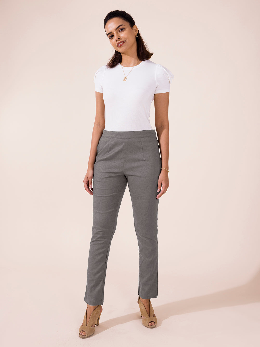 Ebony Grey Linen Pencil Pant