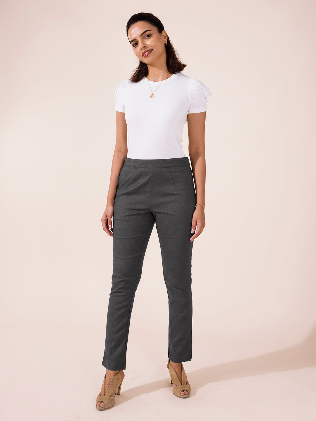 Silver Grey Linen Pencil Pant