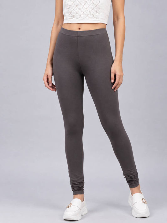 Silver Grey Cotton Stretch Churidar - Plus Size