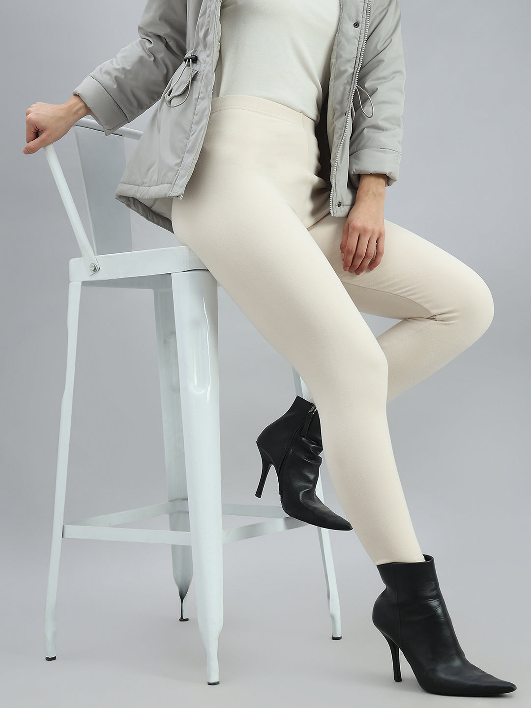 Cream Warm Suede Leggings