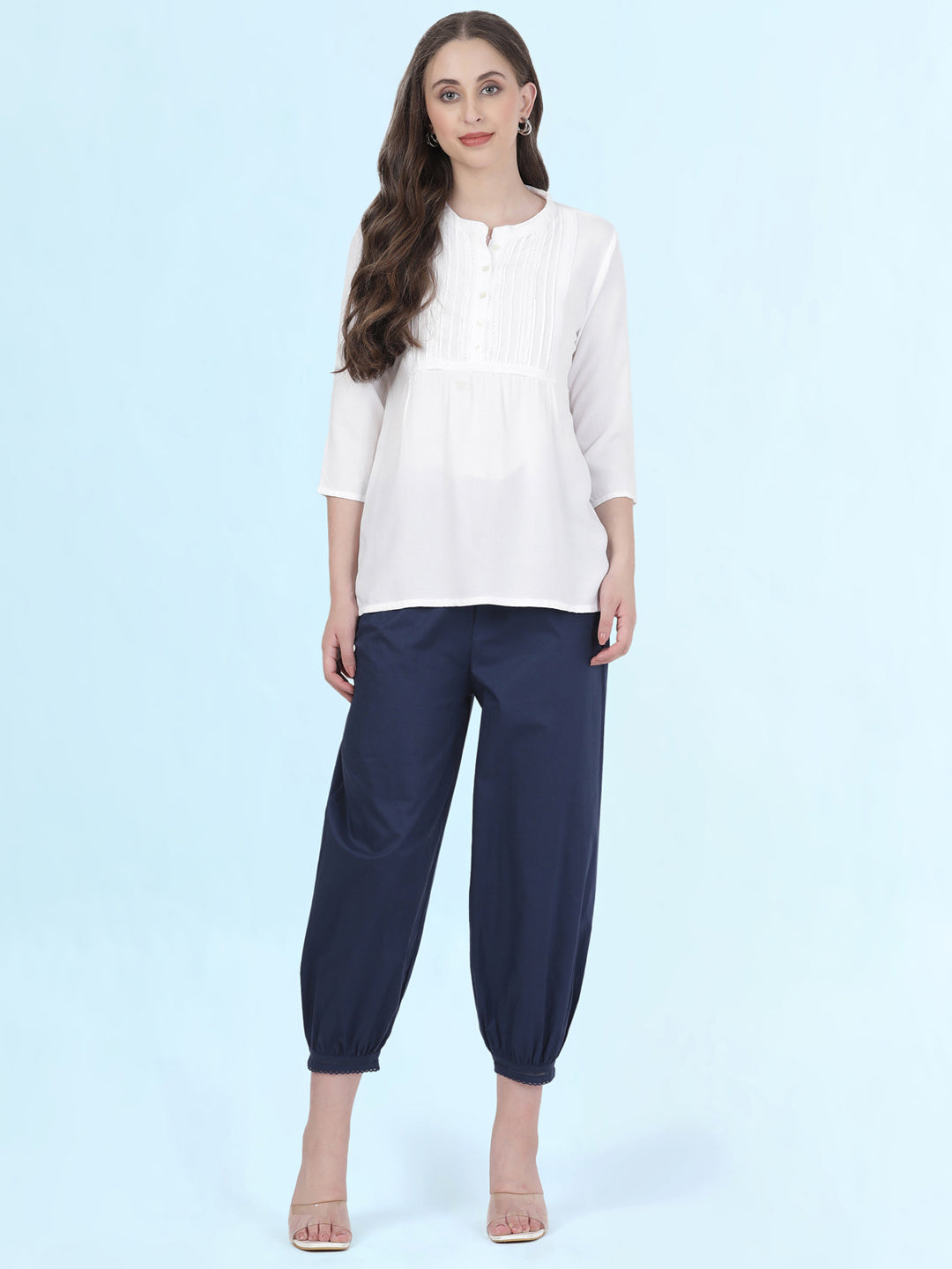 Navy Cotton Cambric Lace Salwar