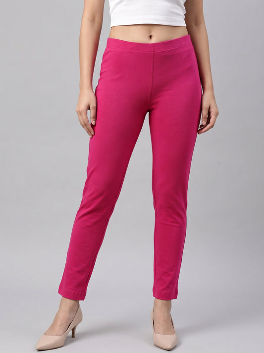 Dark Rose Cotton Stretch Kurti Pants