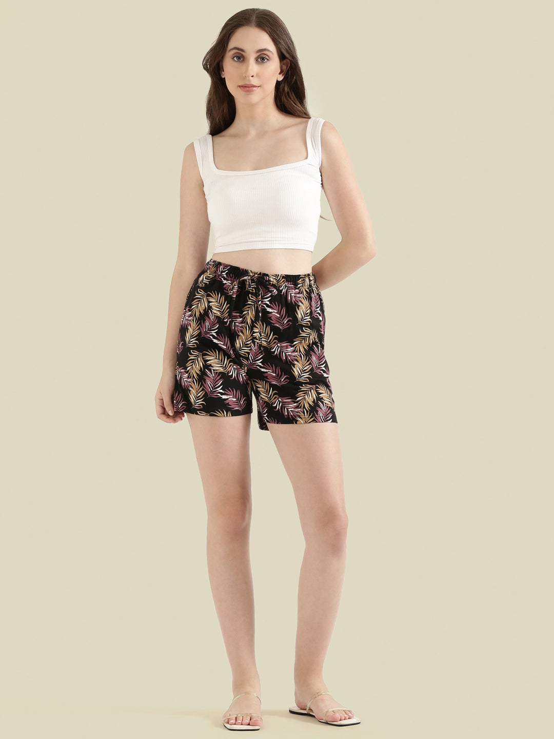 Black Cotton Knit Printed Lounge Shorts
