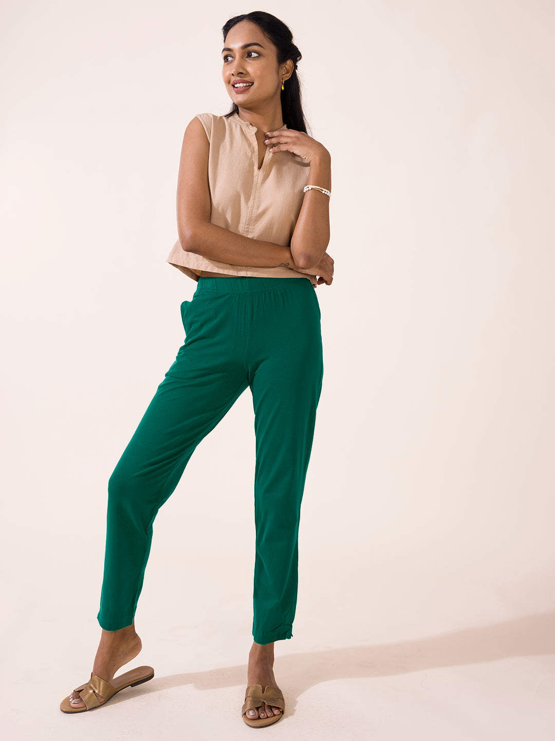 Buy GO COLORS Womens 2 Pocket Solid Pants | Shoppers Stop