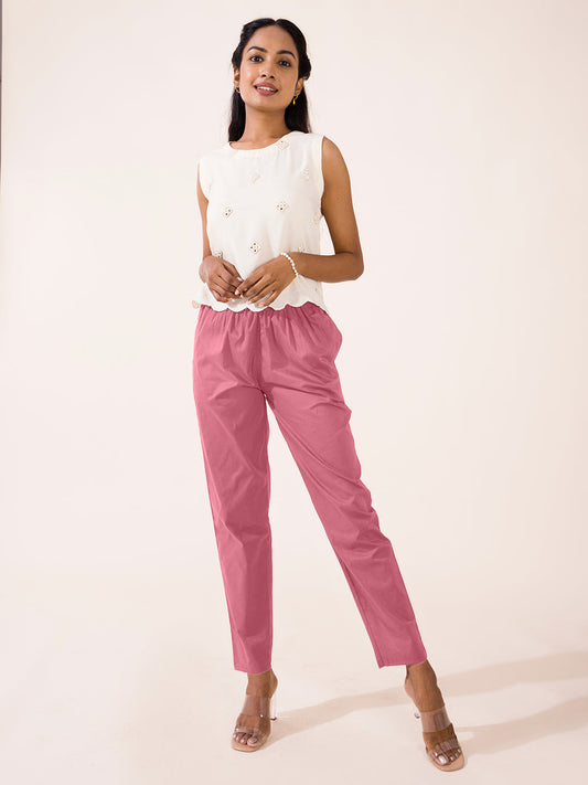 Light Wine Cotton Cambric Cotton Pants