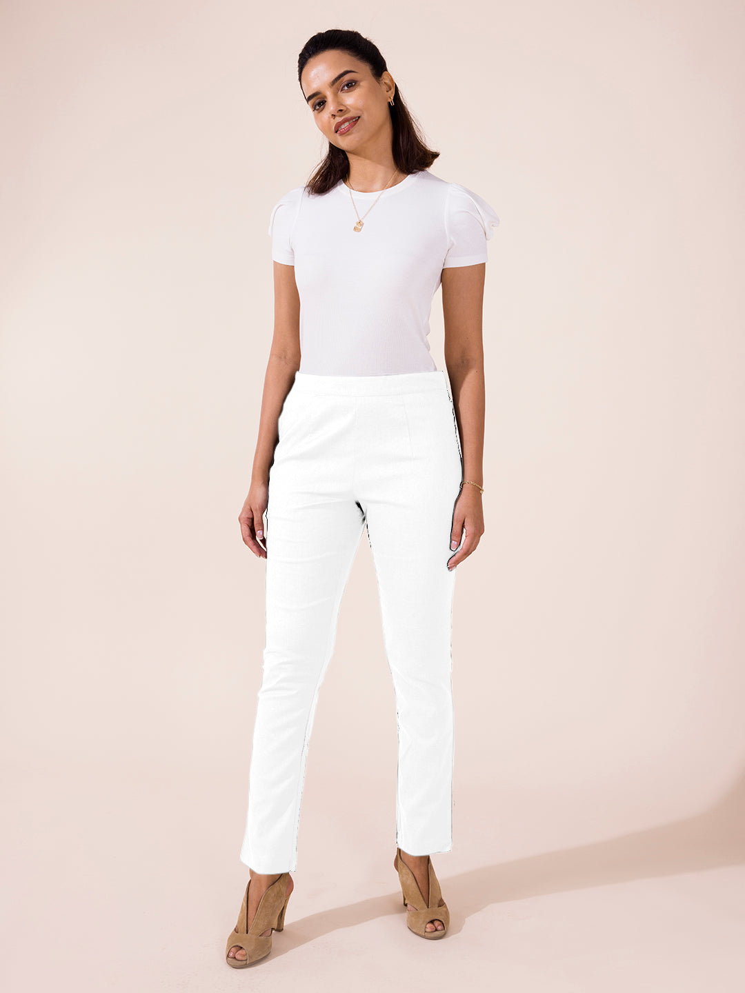 White Linen Pencil Pant