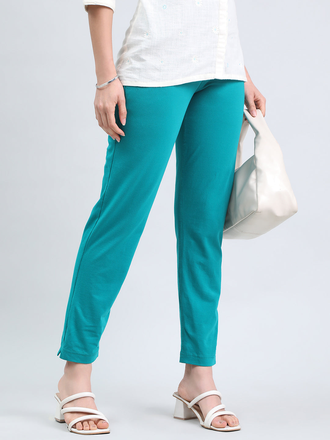 Jade Green Cotton Stretch Kurti Pants