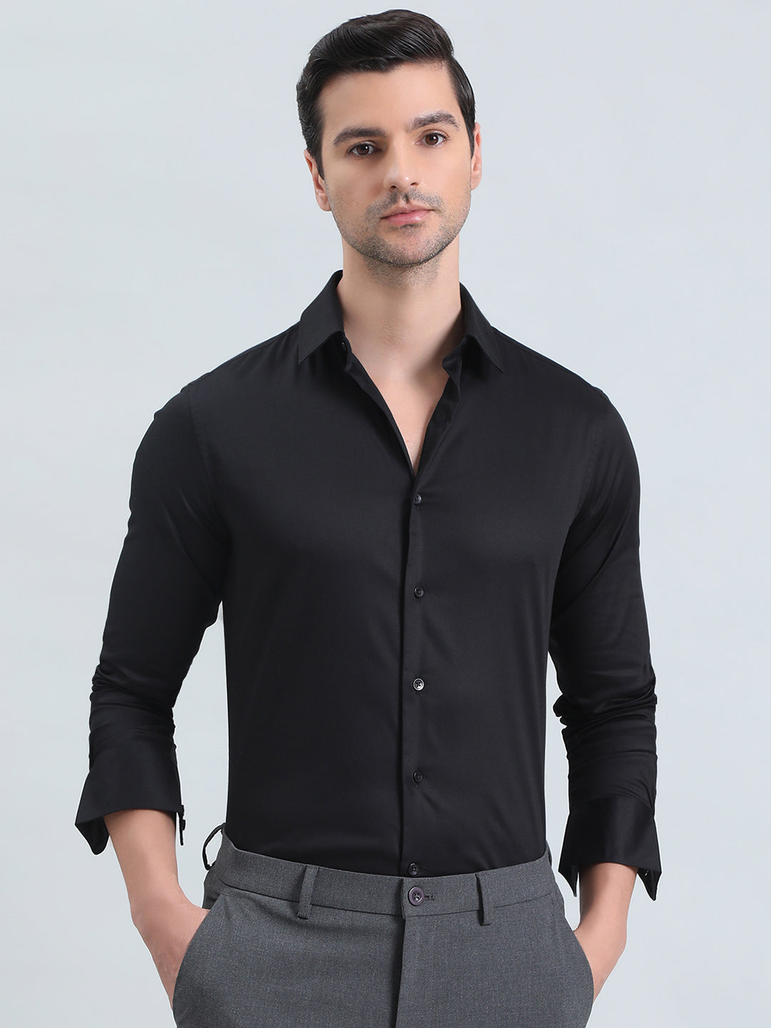 Cotton Stretch Slim Fit Satin Shirt