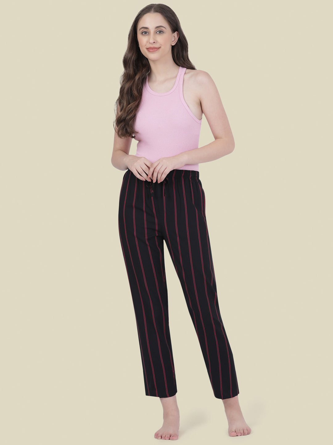 Black Woven Viscose Printed Lounge Pants