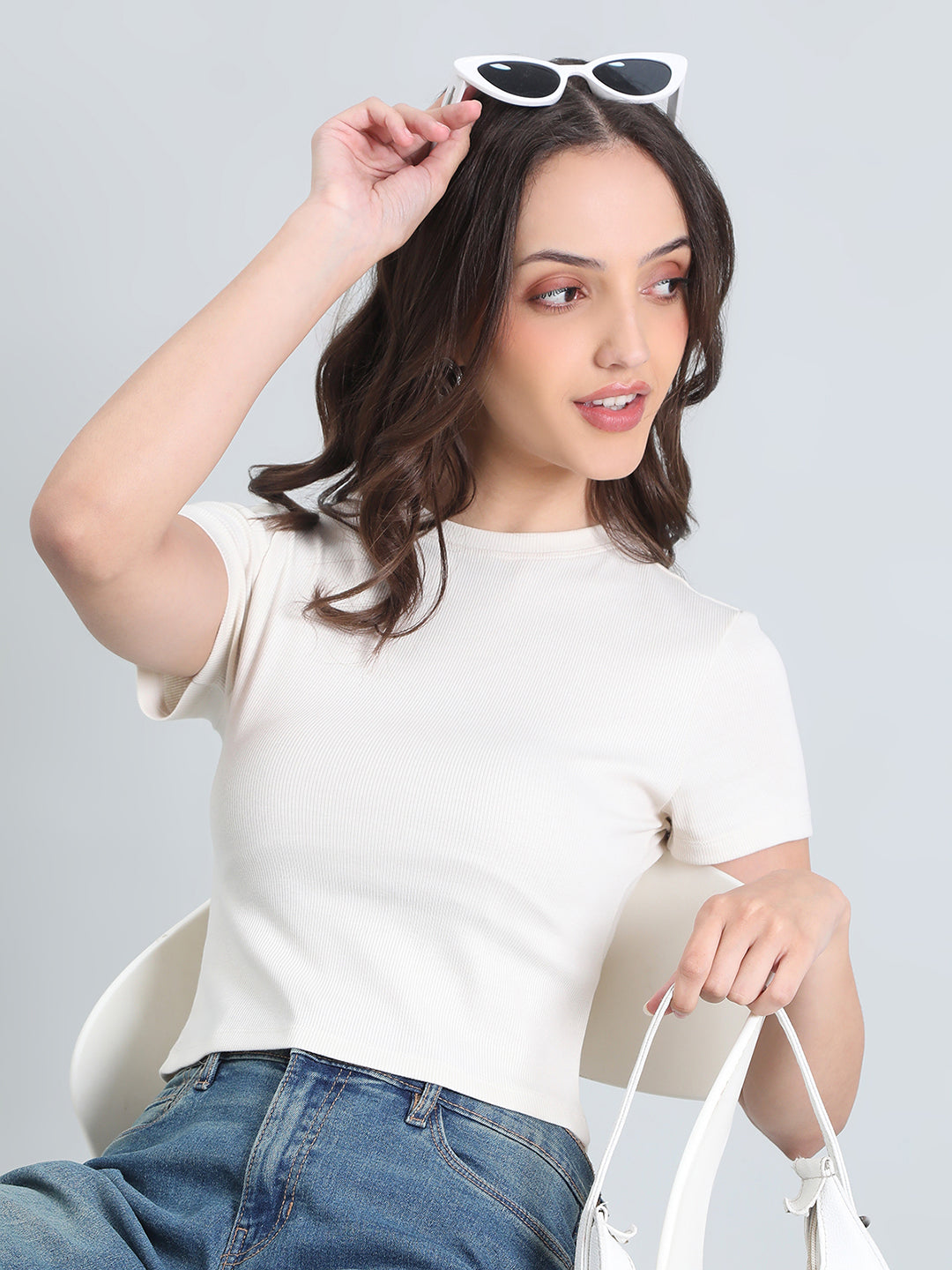 Rib Cotton Round Neck Crop Top
