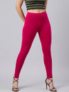 Dark Pink Cotton Stretch Ankle Length Leggings