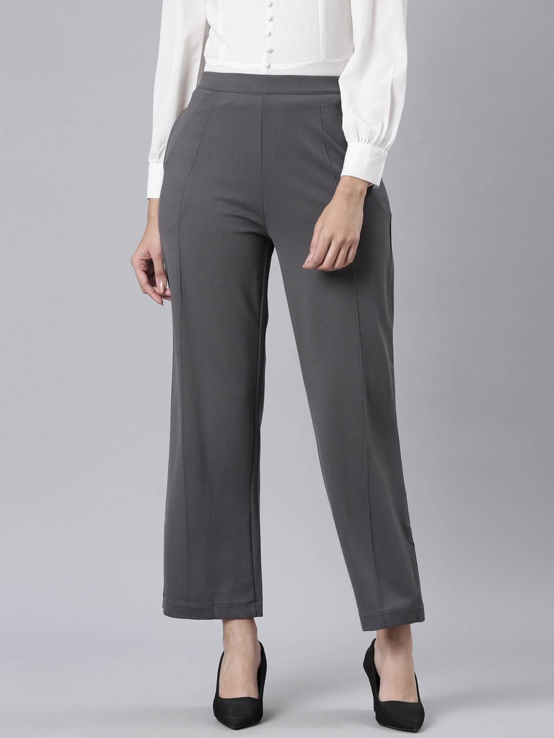Silver Grey Roma Ponte Wide Pants