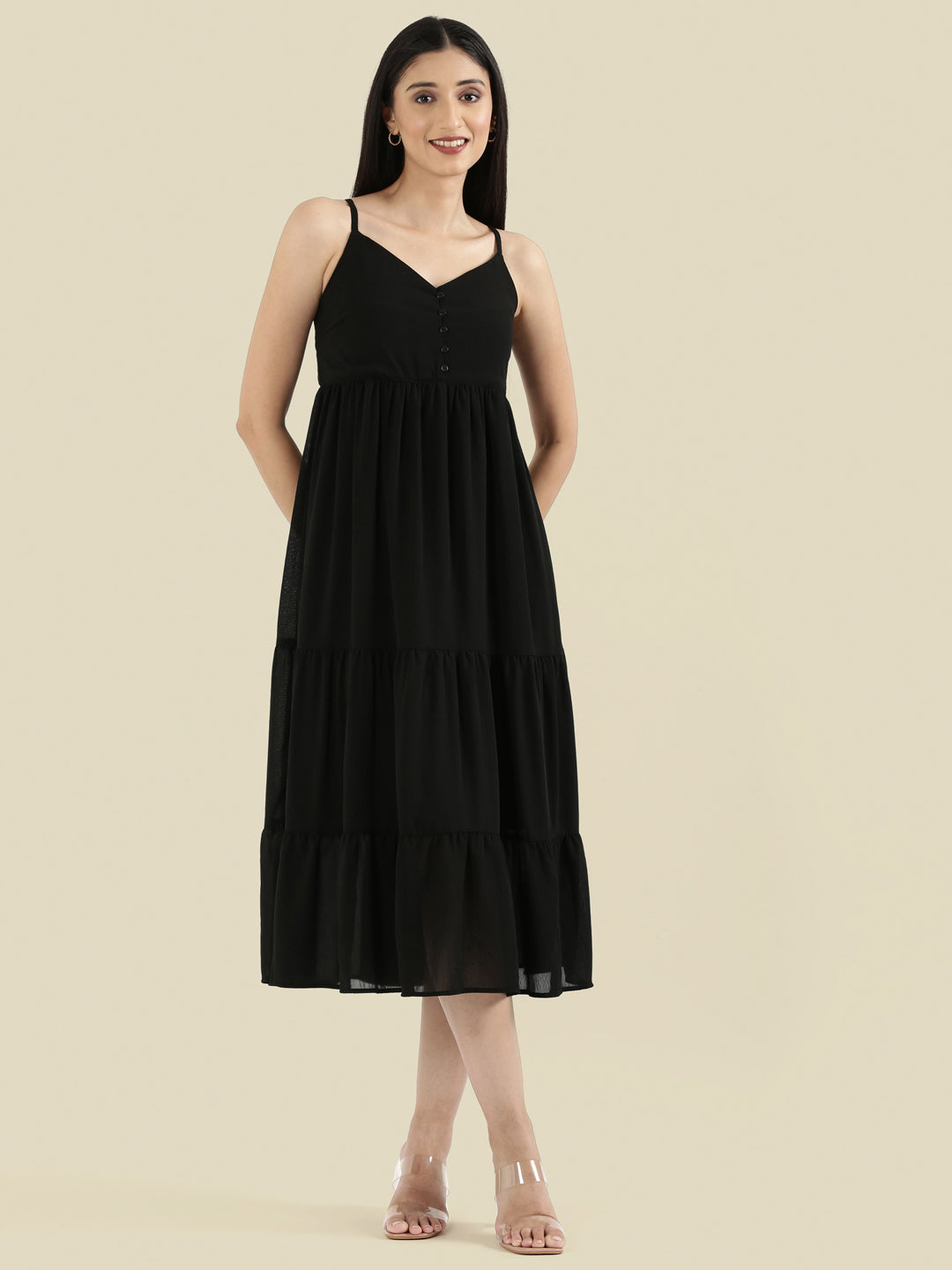 Georgette V-Neck Slip Dress