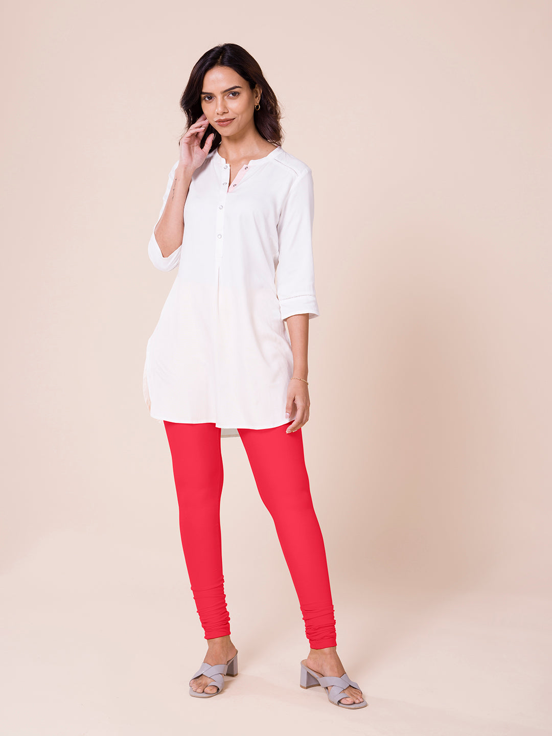 Women Solid Fuchsia Cotton Mid Rise Kurti Pants
